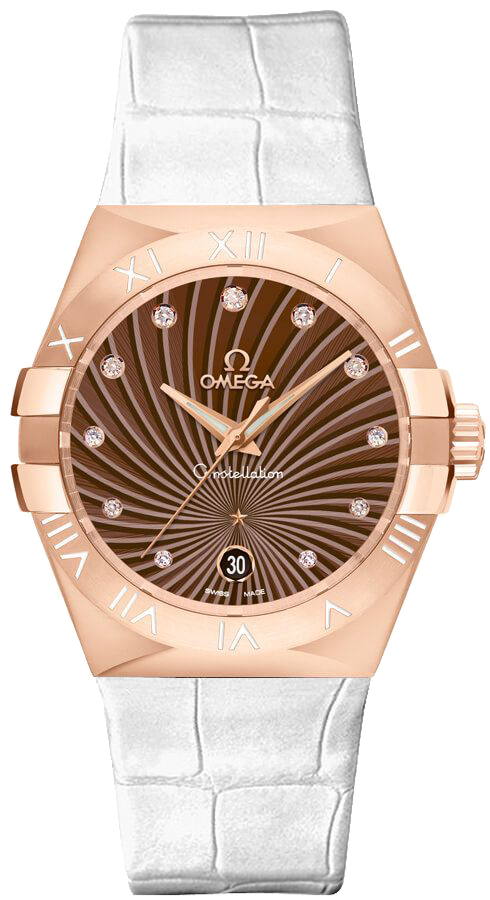 Omega Constellation Battery Operated Quartz Brown Ladies Watch 12353356063001-WHITE 