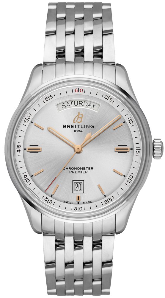 Breitling Premier Self winding Automatic Silver Mens Watch A45340211G1A1 
