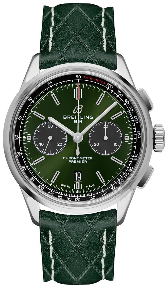 Breitling Premier Self winding Automatic Chronometer Green Mens Watch AB0118A11L1X1 