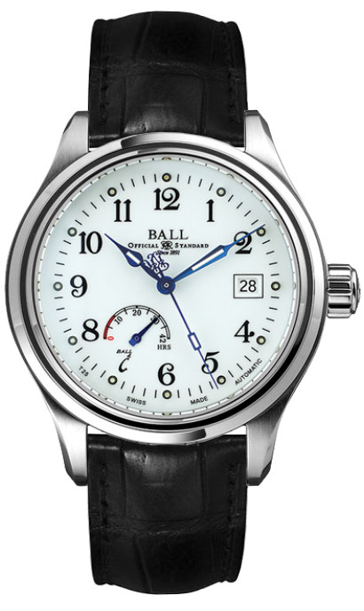 Ball Trainmaster Power Reserve Self winding Automatic White Mens Watch NM1056D-L1J-WH 