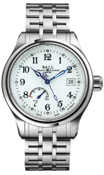 Ball Trainmaster Power Reserve Self winding Automatic White Mens Watch NM1056D-S1J-WH 