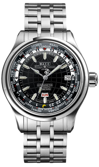 Ball Trainmaster Worldtime Self winding Automatic Black Mens Watch GM1020D-S1CAJ-BK 