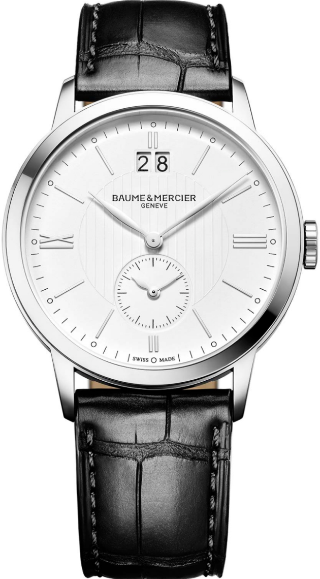 Baume & Mercier Classima Executives Battery Operated Quartz Guilloche White Mens Watch MOA10218 