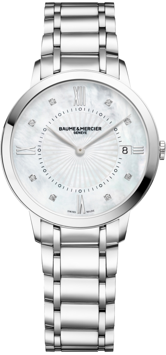 Baume & Mercier Classima Executives Battery Operated Quartz Pearl White Ladies Watch MOA10225 
