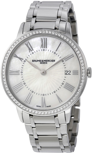 Baume & Mercier Classima Executives Battery Operated Quartz Pearl White Ladies Watch MOA10227 