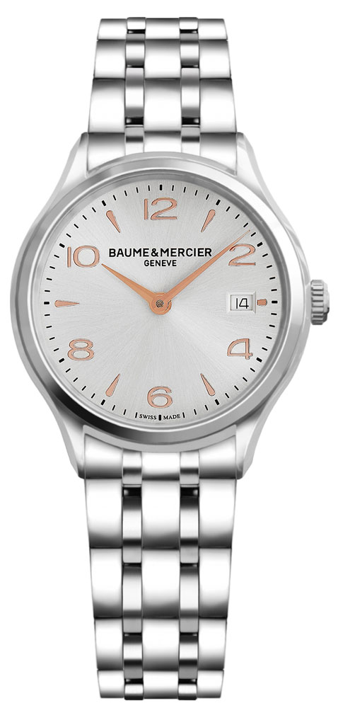 Baume & Mercier Clifton Battery Operated Quartz Silver Ladies Watch MOA10175 