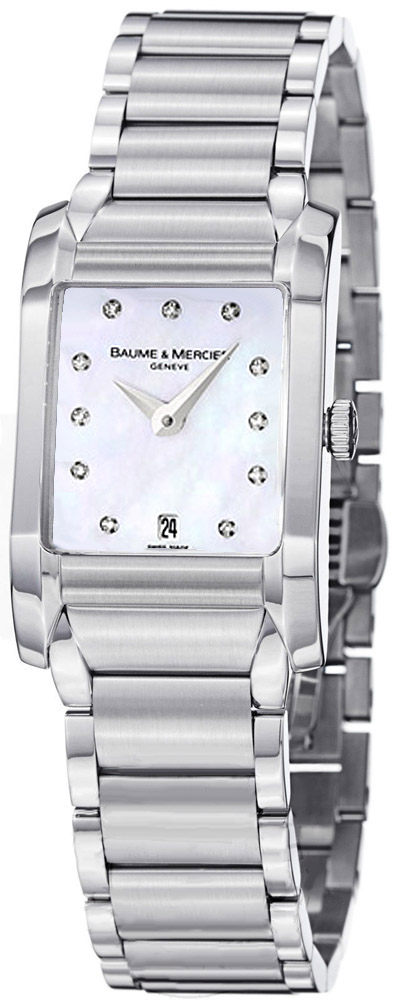 Baume & Mercier Diamant Battery Operated Quartz Pearl White Ladies Watch MOA8573 