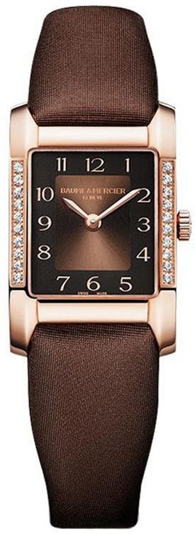 Baume & Mercier Hampton Rectangular Battery Operated Quartz Brown Ladies Watch MOA10093 