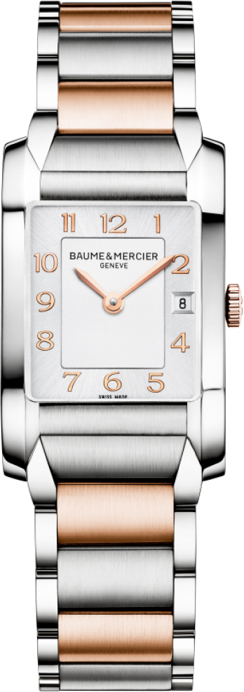 Baume & Mercier Hampton Rectangular Battery Operated Quartz Silver Ladies Watch MOA10108 