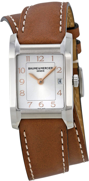 Baume & Mercier Hampton Rectangular Battery Operated Quartz Silver Ladies Watch MOA10110 