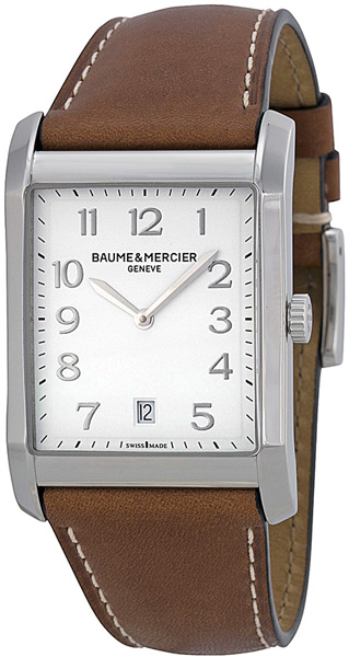 Baume & Mercier Hampton Rectangular Battery Operated Quartz White Mens Watch MOA10153 