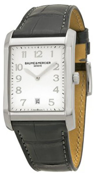 Baume & Mercier Hampton Rectangular Battery Operated Quartz White Mens Watch MOA10154 
