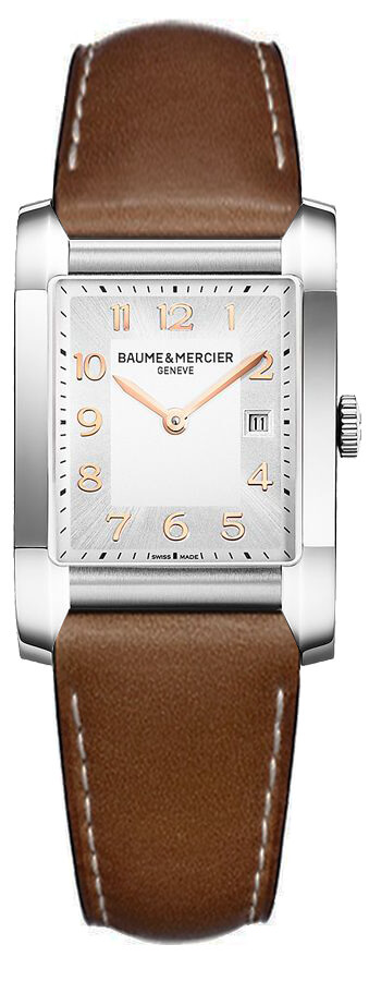 Baume & Mercier Hampton Rectangular Battery Operated Quartz Silver Ladies Watch MOA10020-BRNLT 
