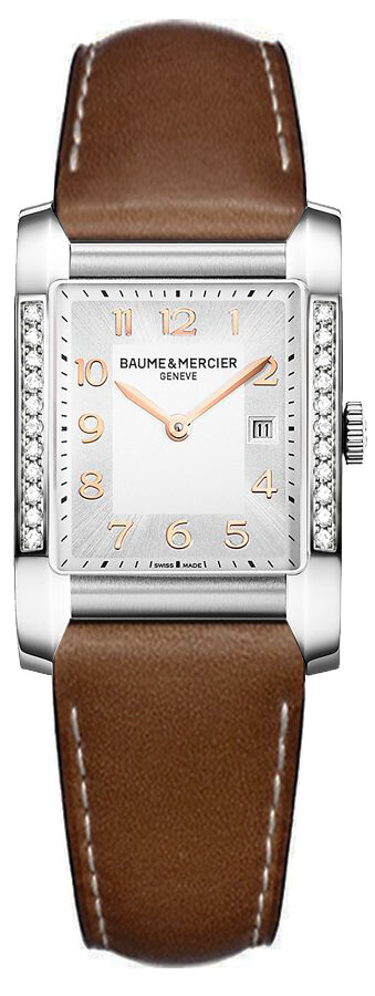 Baume & Mercier Hampton Rectangular Battery Operated Quartz Silver Ladies Watch MOA10023-BRNLT 