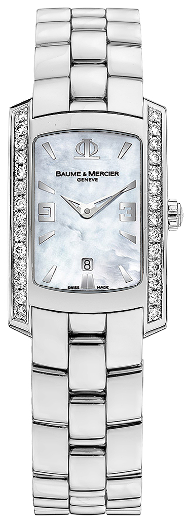 Baume & Mercier Hampton Milleis Battery Operated Quartz Pearl White Ladies Watch MOA8683-SS 