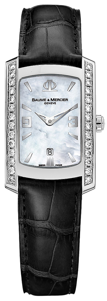 Baume & Mercier Hampton Milleis Battery Operated Quartz Pearl White Ladies Watch MOA8683-BLKCD 
