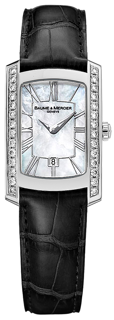 Baume & Mercier Hampton Milleis Battery Operated Quartz Pearl White Ladies Watch MOA8745-BLKCD 