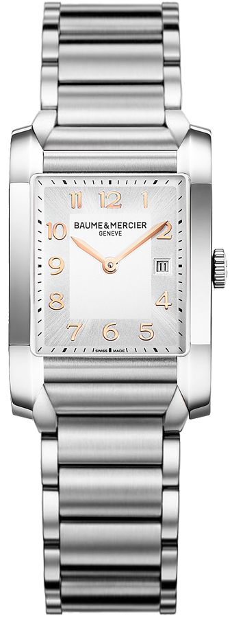 Baume & Mercier Hampton Rectangular Battery Operated Quartz Silver Ladies Watch MOA10020 
