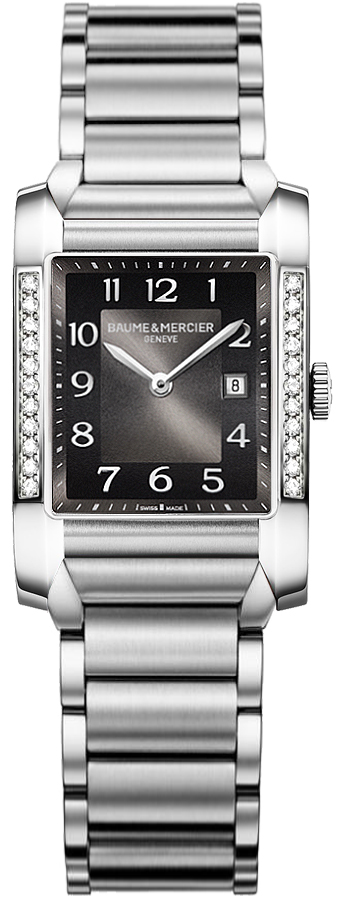 Baume & Mercier Hampton Rectangular Battery Operated Quartz Black Ladies Watch MOA10022-SS 