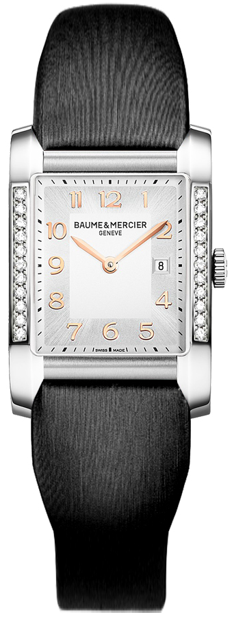 Baume & Mercier Hampton Rectangular Battery Operated Quartz Silver Ladies Watch MOA10023-BSD 