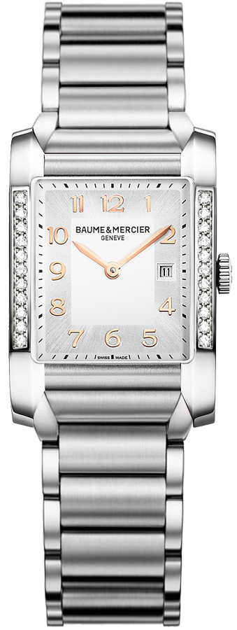 Baume & Mercier Hampton Rectangular Battery Operated Quartz Silver Ladies Watch MOA10023 