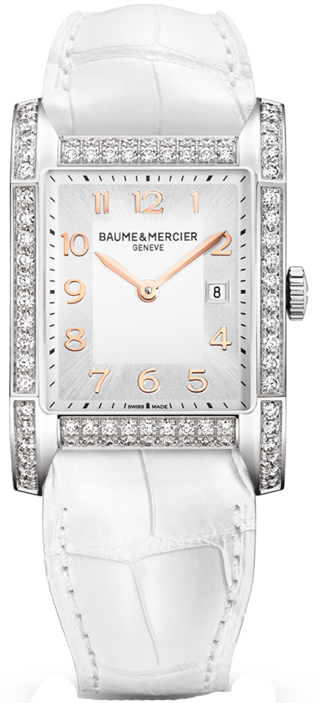 Baume & Mercier Hampton Rectangular Battery Operated Quartz Silver Ladies Watch MOA10025 
