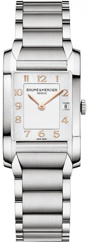 Baume & Mercier Hampton Rectangular Battery Operated Quartz Silver Ladies Watch MOA10049 