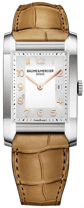 Baume & Mercier Hampton Rectangular Battery Operated Quartz Silver Ladies Watch MOA10081 
