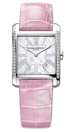 Baume & Mercier Hampton Square Battery Operated Quartz Pearl White Ladies Watch MOA8743 