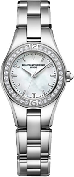 Baume & Mercier Linea Battery Operated Quartz Pearl White Ladies Watch MOA10013 