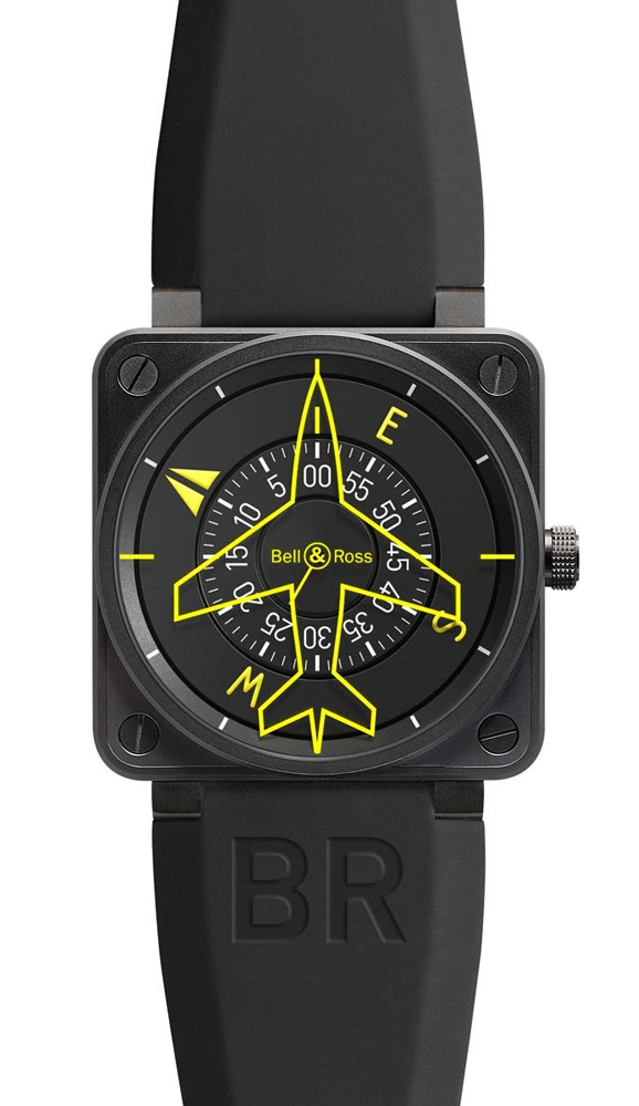 Bell Ross Aviation Instruments Black Mens Watch BR-01-HEADING-INDICATOR 
