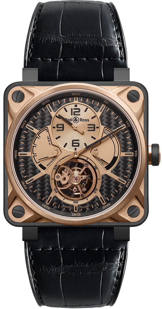 Bell Ross Aviation Instruments Manual Winding Black Mens Watch BR-01-TOURBILLON-PINK-GOLD-TITANIUM 