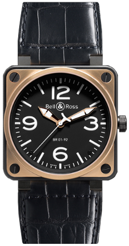 Bell Ross Aviation Instruments Black Watch BR-01-92-PINK-GOLD-CARBON 