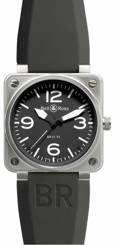 Bell Ross Aviation Instruments Black Mens Watch BR-01-92-STEEL 