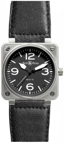 Bell Ross Aviation Instruments Black Watch BR-01-92-STEEL-LEATHER 