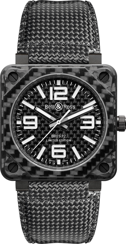 Bell Ross Aviation Instruments Self winding Automatic Black Mens Watch BR-01-92-CARBON-FIBER 