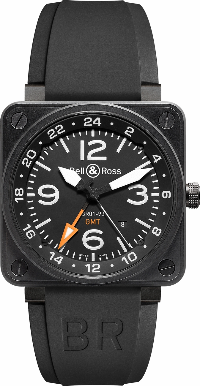 Bell Ross Aviation Instruments Self winding Automatic Black Watch BR-01-93-GMT 