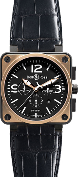 Bell Ross Aviation Instruments Black Watch BR-01-94-PINK-GOLD-CARBON 