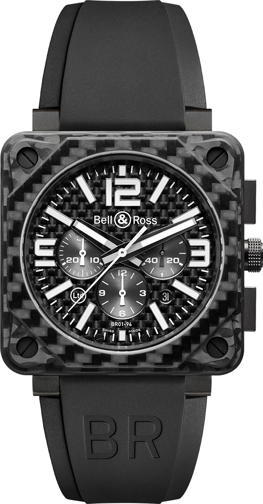 Bell Ross Aviation Instruments Self winding Automatic Black Mens Watch BR-01-94-CARBON-FIBER 