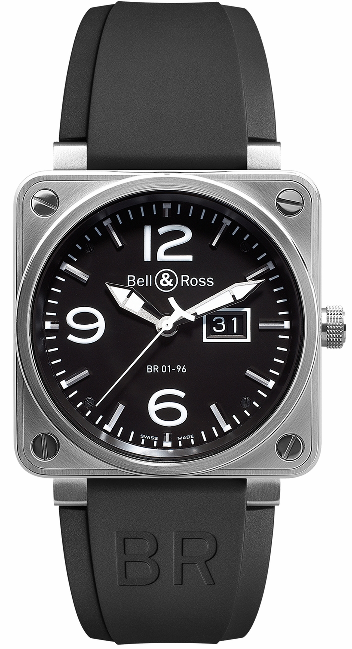 Bell Ross Aviation Instruments Self winding Automatic Black Watch BR-01-96-GRANDE-DATE 