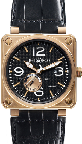 Bell Ross Aviation Instruments Self winding Automatic Black Watch BR-01-97-ROSE-GOLD 