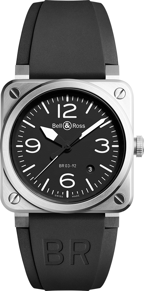 Bell Ross Aviation Instruments Self winding Automatic Black Mens Watch BR-03-92-STEEL 