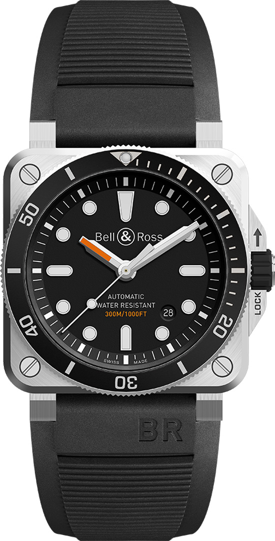 Bell Ross Aviation Instruments Self winding Automatic Black Mens Watch BR-03-92-DIVER 