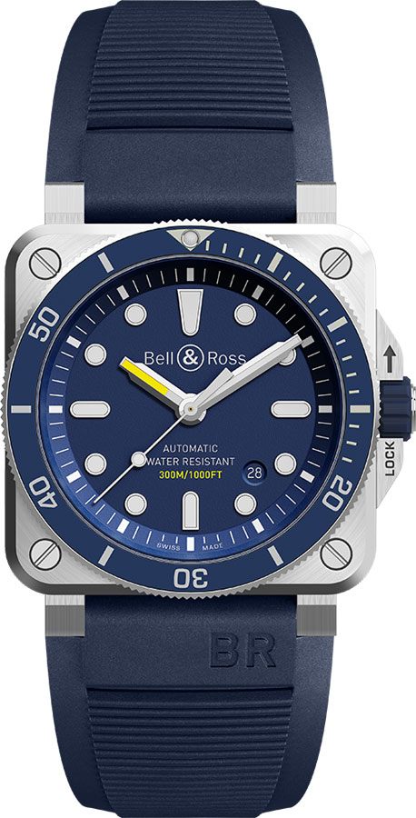 Bell Ross Aviation Instruments Self winding Automatic Blue Mens Watch BR-03-92-DIVER-BLUE 