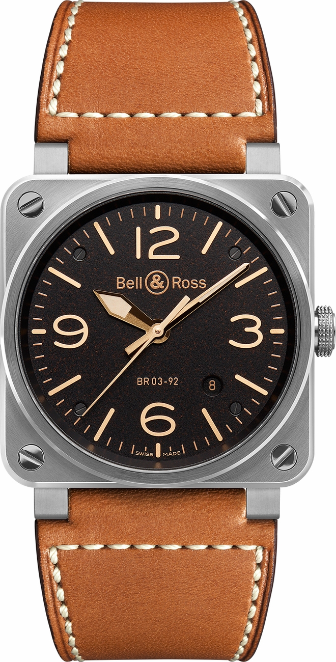Bell Ross Aviation Instruments Self winding Automatic Brown Mens Watch BR-03-92-GOLDEN-HERITAGE 