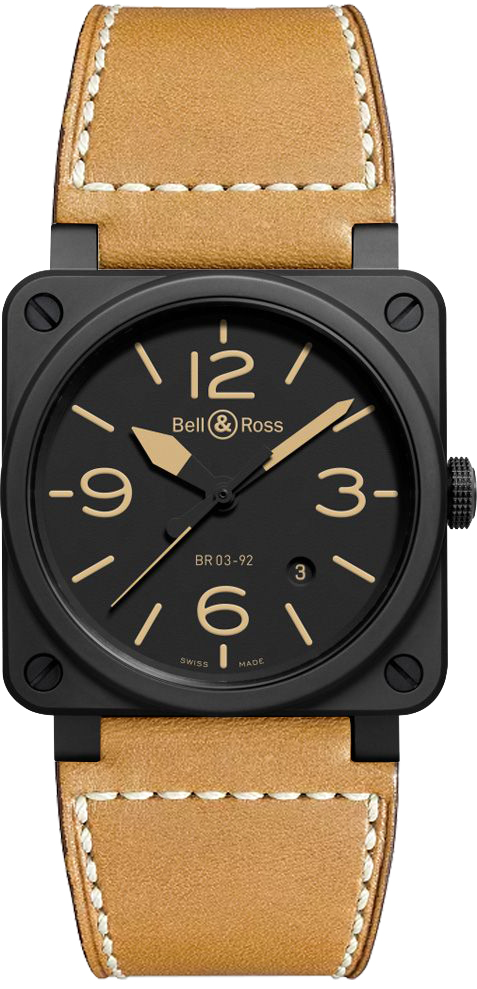 Bell Ross Aviation Instruments Self winding Automatic Black Mens Watch BR-03-92-HERITAGE-CERAMIC 