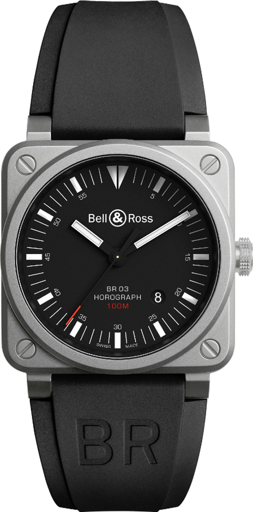 Bell Ross Aviation Instruments Self winding Automatic Black Mens Watch BR-03-92-HOROGRAPH 