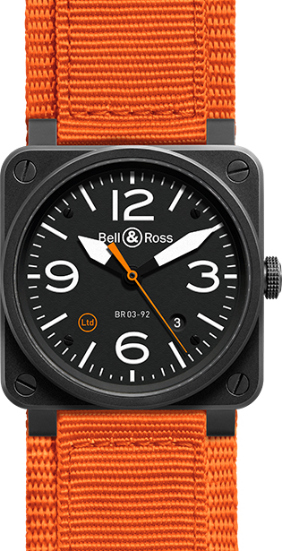 Bell Ross Aviation Instruments Black Watch BR-03-92-CARBON-ORANGE 