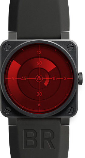 Bell Ross Aviation Instruments Self winding Automatic Red Mens Watch BR-03-RED-RADAR 