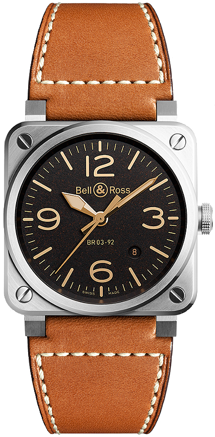 Bell Ross Aviation Instruments Self winding Automatic Brown Mens Watch BR-03-92-GOLDEN-HERITAGE-2 